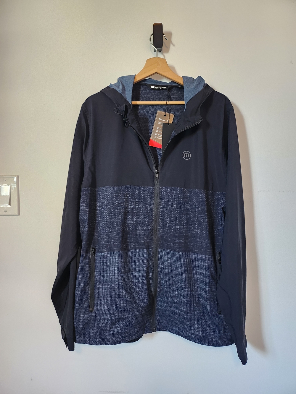 Travis Matthews Men's Tech Hooded Zip Jacket in Navy
